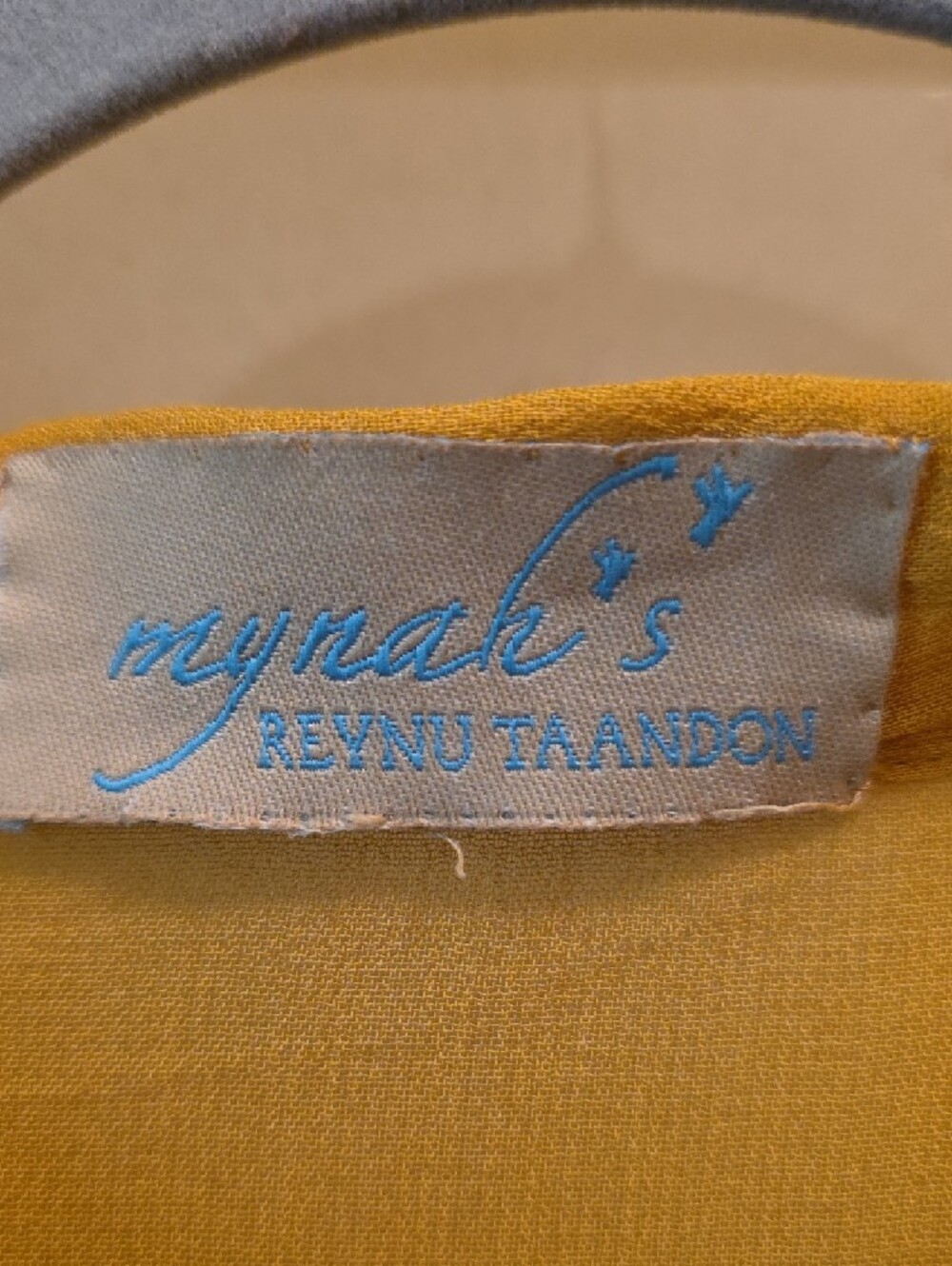 Embroidered Mustard Tie-Neck Ruffle Blouse - Picture 4 of 8